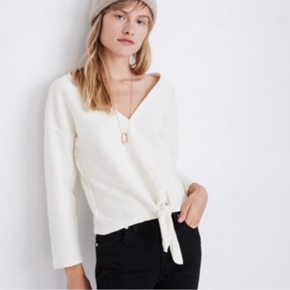 NWT Madewell long sleeve tie front top - Picture 2 of 5